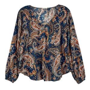 A.N.A Paisley Print Long Sleeve Blouse Top Women’s Medium Casual Boho